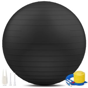 heavy duty explosion proof yoga ball with air plug and pump(black)